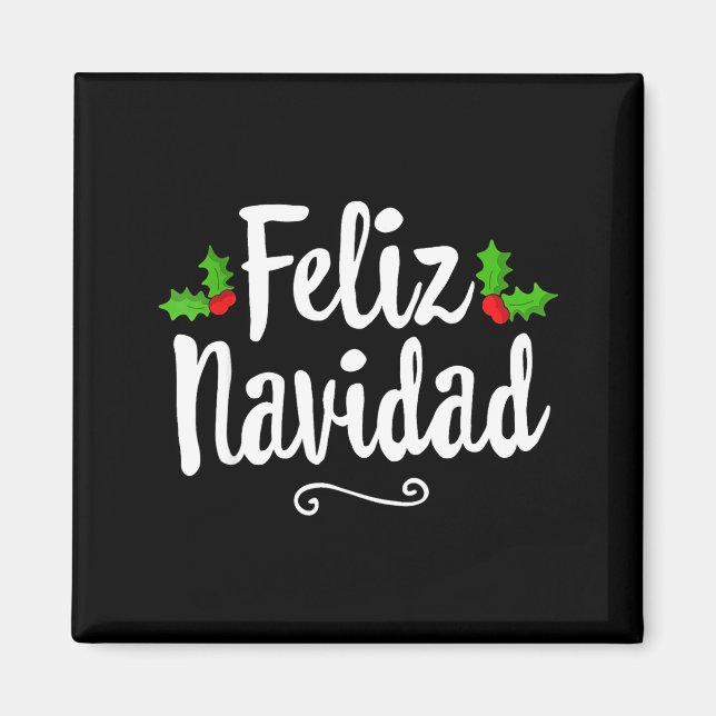 Vintage Feliz Navidad Retro Mexican Christmas Span Magnet (Front)