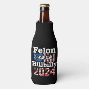 Vintage Felon & Hillbilly Trump Vance 2024  Bottle Cooler
