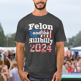 Vintage Felon & Hillbilly Trump Vance 2024 T-Shirt