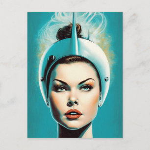 Vintage Female Astronaut Postcard