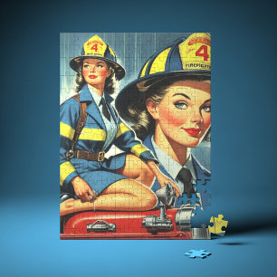 Vintage Female Firefighter Jigsaw Puzzle