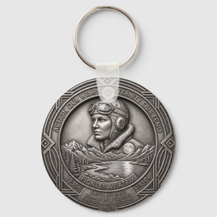 Vintage Female Pilot Keychain Inspirational Quote