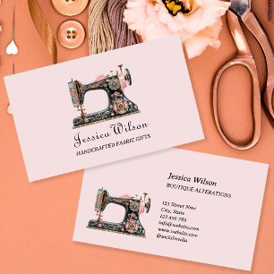 Vintage Feminine Sewing Machine Handmade Crafter Business Card