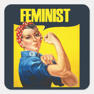 Vintage Feminist Rosie Riveter Square Sticker