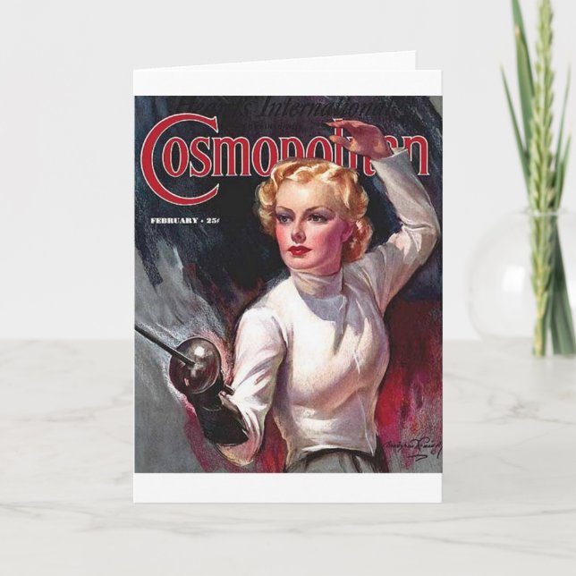 Vintage Fencing Cosmopolitan Beauty Note Card (Front)