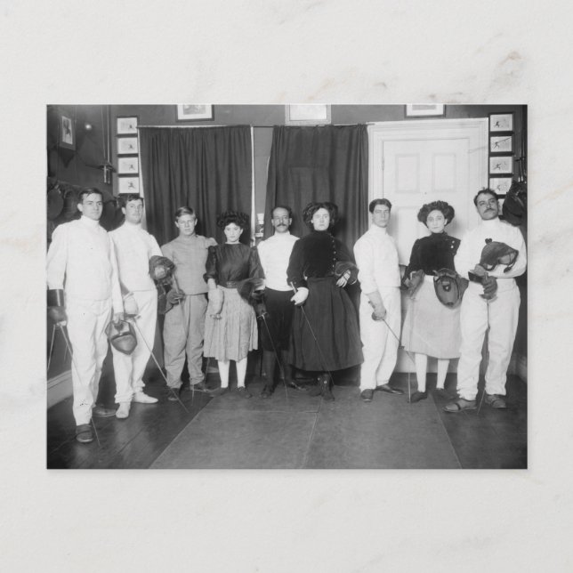 Vintage Fencing, early 1900s Postcard (Front)