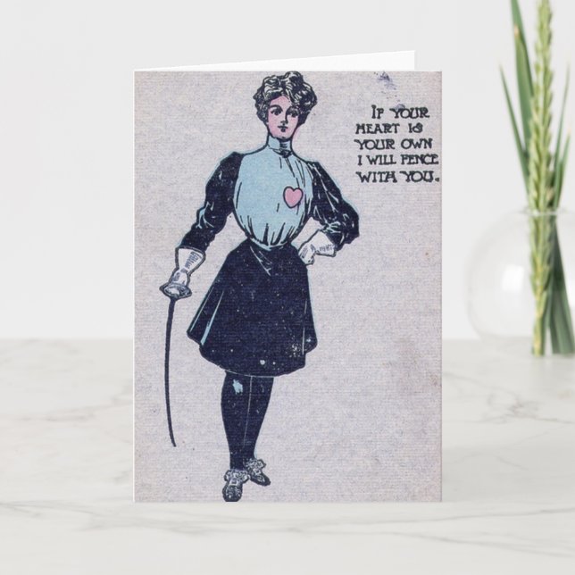 Vintage Fencing / Fencer Valentine's Day Card (Front)