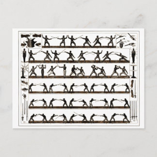 Vintage Fencing Instruction Postcard
