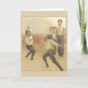 Vintage Fencing Lesson Note Card