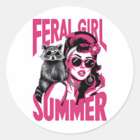 Vintage Feral Girl Summer Opossum Funny Racoon