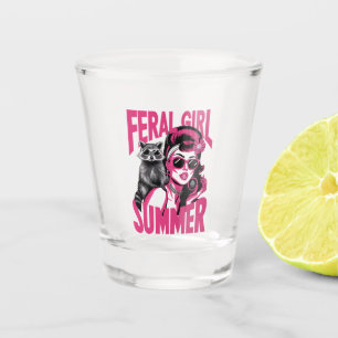 Vintage Feral Girl Summer Opossum Funny Racoon Shot Glass