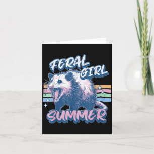 Vintage Feral Girl Summer Opossum Meme Possum Card