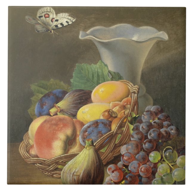 Vintage Ferdinand Kuss Still Life with Fruits Tile (Front)