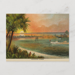 Vintage Fernandina Harbour Amelia Island Florida Postcard