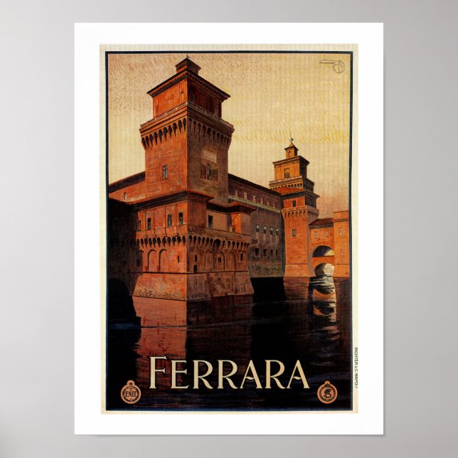 Vintage Ferrara Italian travel poster (Front)