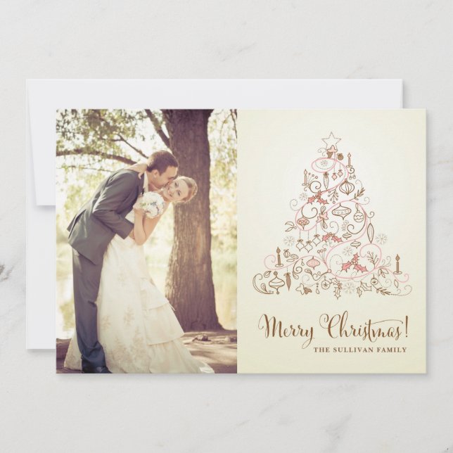 VINTAGE FESTIVE CHRISTMAS TREE HOLIDAY PHOTO CARD (Front)