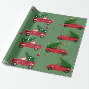 Vintage Festive Fala Christmas Tree Van Gift Wrapping Paper