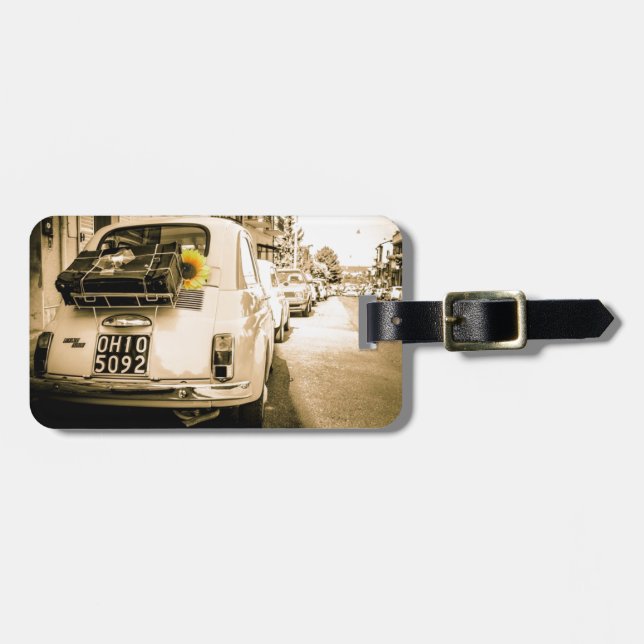 Vintage Fiat 500 in Italy Luggage Tag (Front Horizontal)