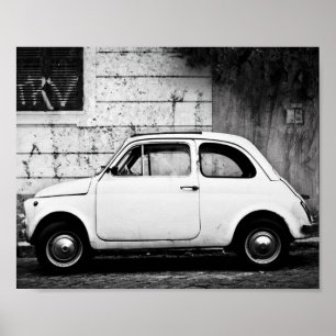 Vintage Fiat 500 Poster, in Rome, Italy. Poster