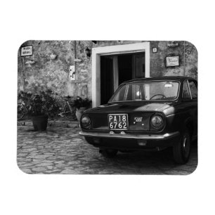 Vintage FIAT car in Italy in monochrome Magnet
