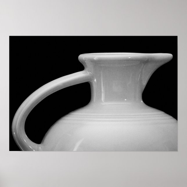 Vintage Fiesta Pitcher Art Black and White Print (Front)