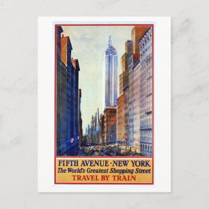 Vintage Fifth Avenue, New York Shopping Poster Postcard