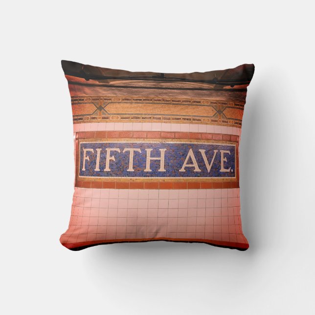 Vintage Fifth Avenue Sign - Manhattan, NYC Cushion (Front)