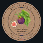 Vintage Fig jam Kraft paper Round jar label<br><div class="desc">Personalised hand painted watercolor vintage style Fig Preserve jar label on kraft paper background. Perfect for home canning and gift giving.  Fill your information on label and enjoy.</div>