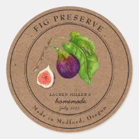 Vintage Fig jam Kraft paper Round jar label