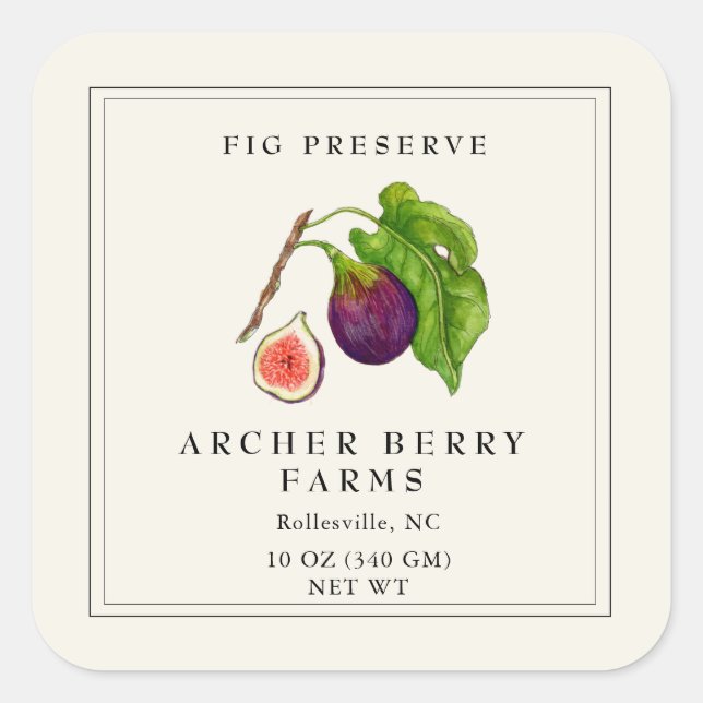 Vintage Fig preserve Jam Jar Label (Front)