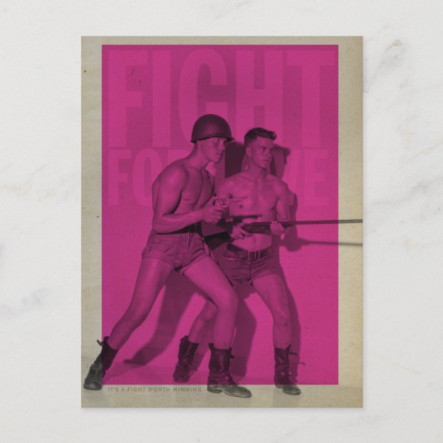 Vintage Fight For Love Pride Postcard (Front)