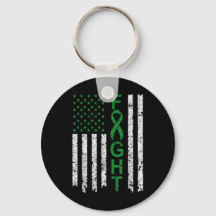 Vintage Fight Mental Health Green Ribbon Us Flag A Key Ring