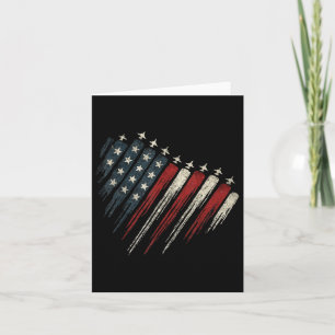 Vintage Fighter American Flag Fighter Jet 4th Of J Card