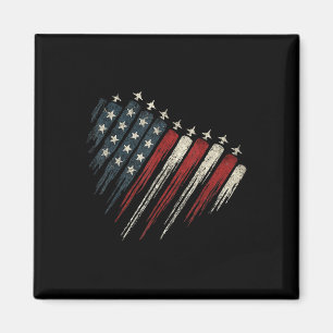 Vintage Fighter American Flag Fighter Jet 4th Of J Magnet