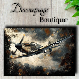 Vintage Fighter Plane Decoupage Tissue Paper