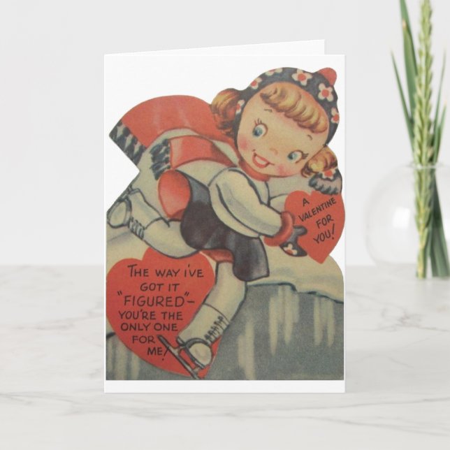 Vintage Figure Skater Valentine's Day Card (Front)