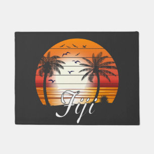Vintage Fiji Palm Trees Summer Beach Doormat