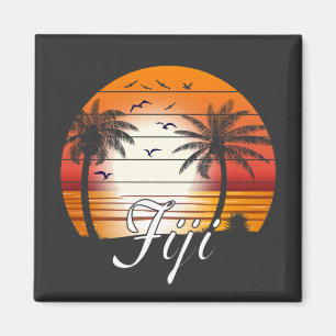 Vintage Fiji Palm Trees Summer Beach Magnet