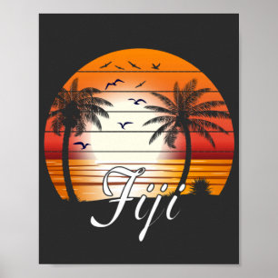 Vintage Fiji Palm Trees Summer Beach Poster