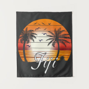 Vintage Fiji Palm Trees Summer Beach Tapestry