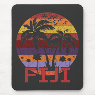 Vintage Fiji Summer Beach Travel Mouse Mat
