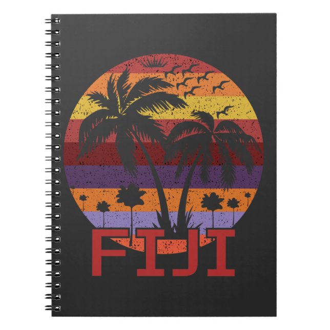 Vintage Fiji Summer Beach Travel Notebook (Front)