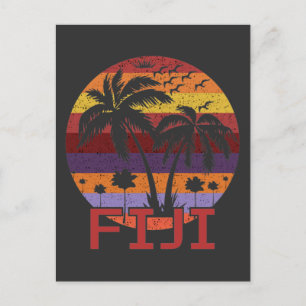 Vintage Fiji Summer Beach Travel Postcard