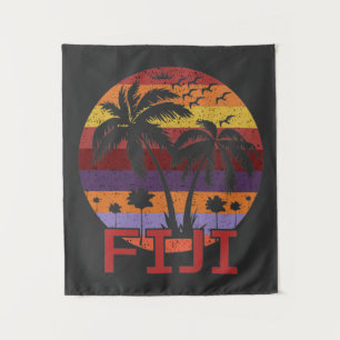 Vintage Fiji Summer Beach Travel Tapestry