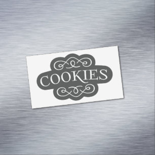 Vintage Filigree Cookies Bakery Emblem Design Magnetic Business Card