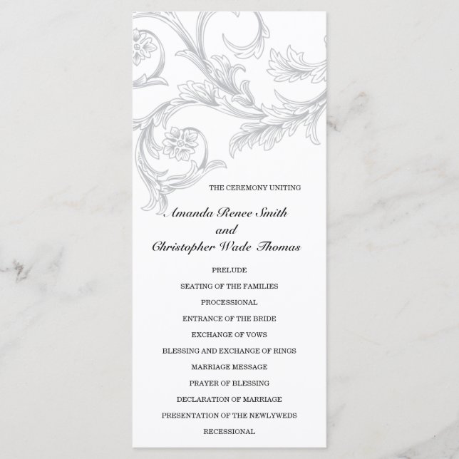 Vintage Filigree Wedding Program Programme (Front)