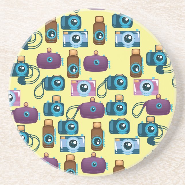 Vintage Film Camera Pattern Coaster (Front)