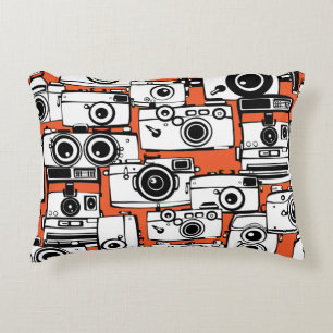 Vintage film cameras, seamless pattern. decorative cushion