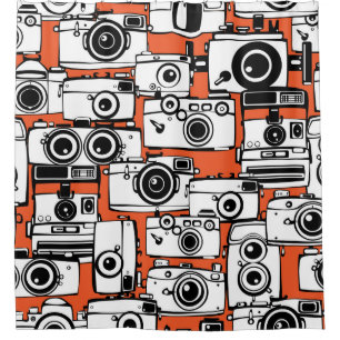 Vintage film cameras, seamless pattern. shower curtain