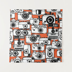Vintage film cameras, seamless pattern. tapestry